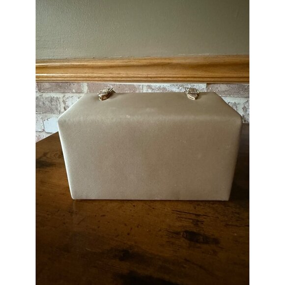 Vintage Franchi Gold Satin Box Handbag With Rhinestone Buckles & Double Handles - Picture 5 of 8